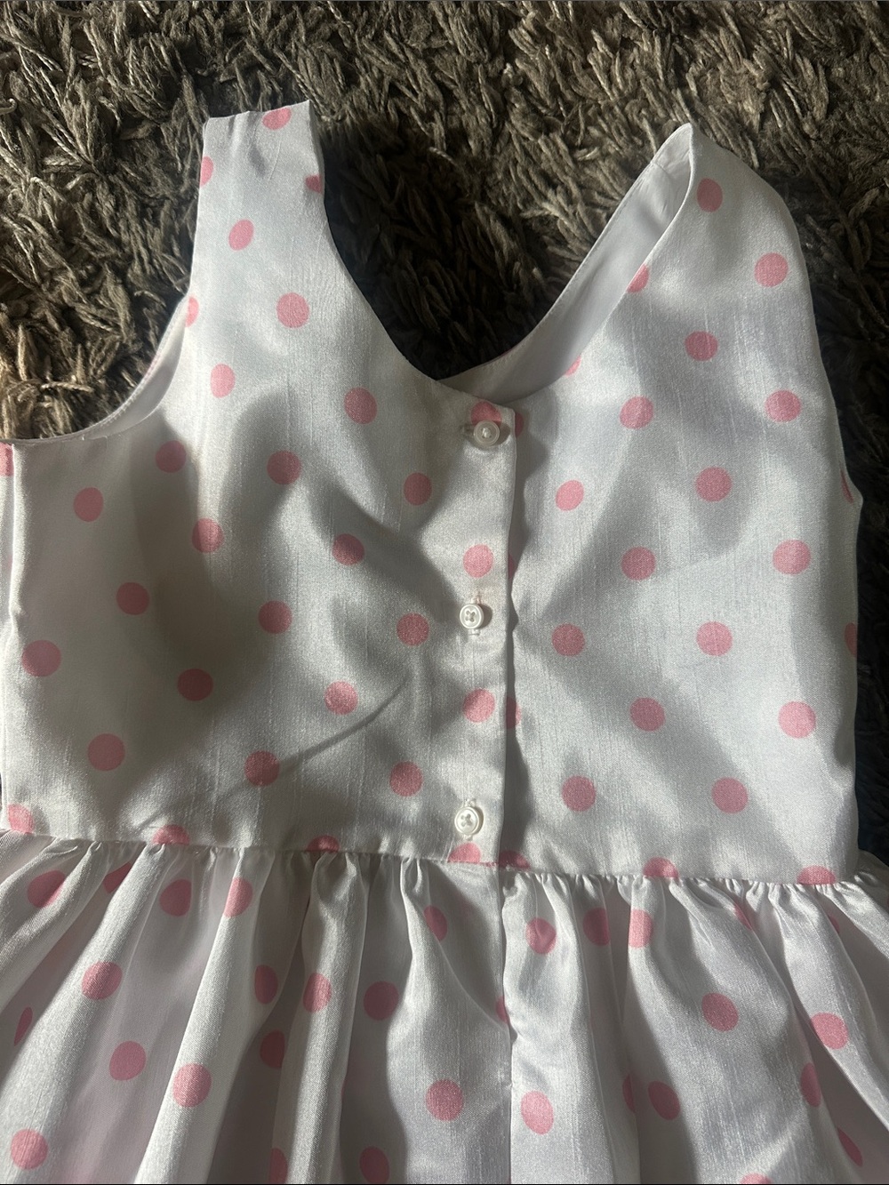Gymboree White Dress with Pink Polka Dot Bodice and Multicolor Floral Skirt - Picture 4 of 5